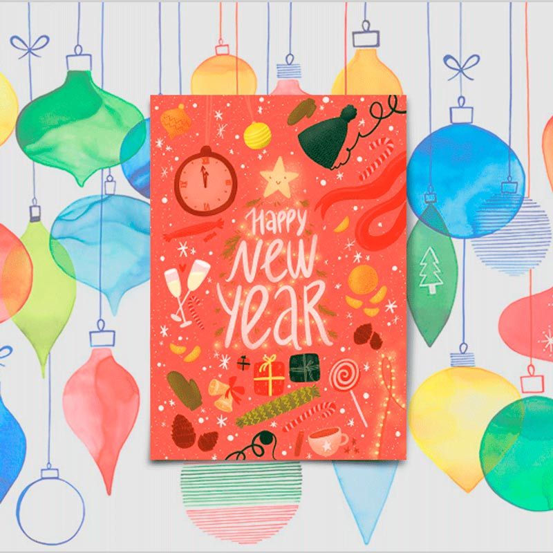 Открытка поздравительная Happy new Year Открытка поздравительная Happy new YearПодарки<br>Happy new Year или с Новым годом.<br>Размер: None; Объем: None; Материал: Бумага с эффектом Soft touch; Цвет: None;